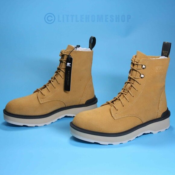 NWT! Sorel Hi-Line Lace Waterproof Boot in Geo Yellow, Jet, Size 8 - Picture 3 of 9